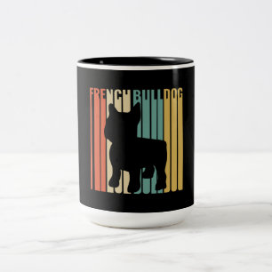 French Bulldog Retro 1970s Dog Silhouette Frenchie Two-Tone Coffee Mug