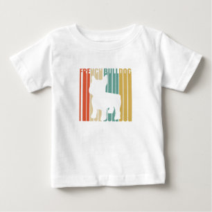 French Bulldog Retro 1970s Gift For Mum Dog Lover Baby T-Shirt