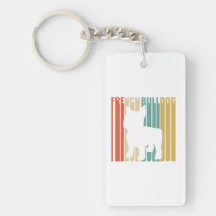 French Bulldog Retro 1970s Gift For Mum Dog Lover Key Ring