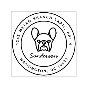 French Bulldog Return Address Stamp Self-Inking