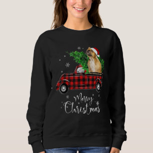 French Bulldog Ride Red Truck Christmas Dog Sweatshirt