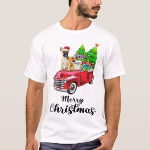 French bulldog Ride Red Truck Christmas Pajama T-Shirt