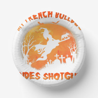 French Bulldog Rides Halloween Funny Dog Paper Plate