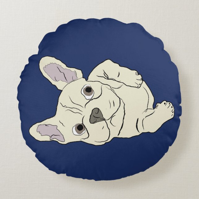 French Bulldog rolling Round Cushion (Front)