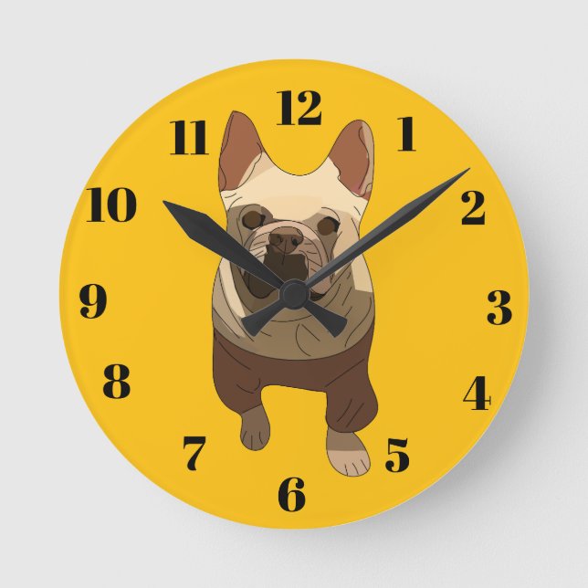 French Bulldog Round Clock (Front)