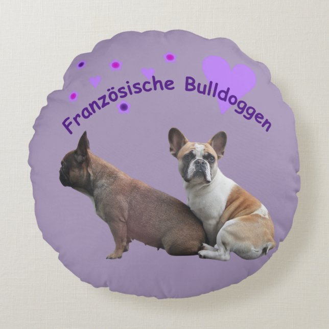 French Bulldog Round Cushion (Front)