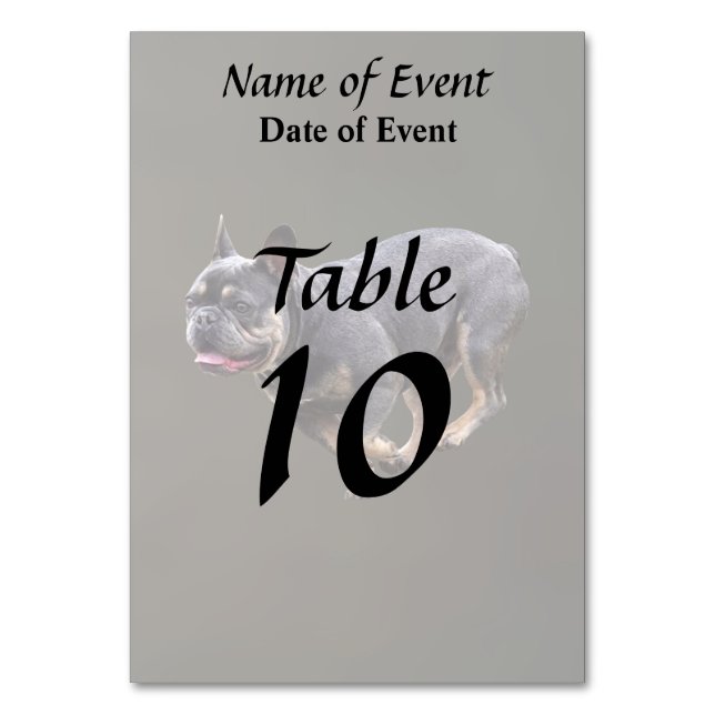 French Bulldog Runing Table Number (Front)
