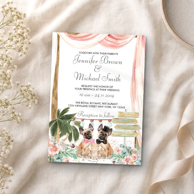 French Bulldog rustic boho Invitation (Creator Uploaded)