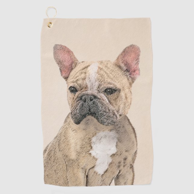 French Bulldog (Sable) Painting - Cute Original Do Golf Towel (Front)