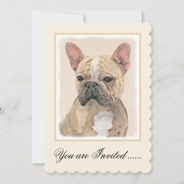 French Bulldog (Sable) Painting - Cute Original Do Invitation (Front)