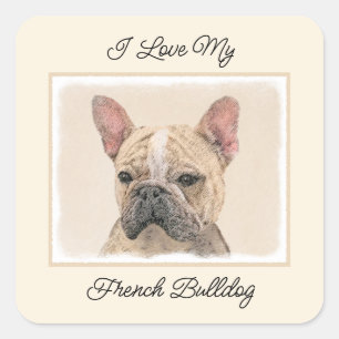 French Bulldog (Sable) Painting - Cute Original Do Square Sticker