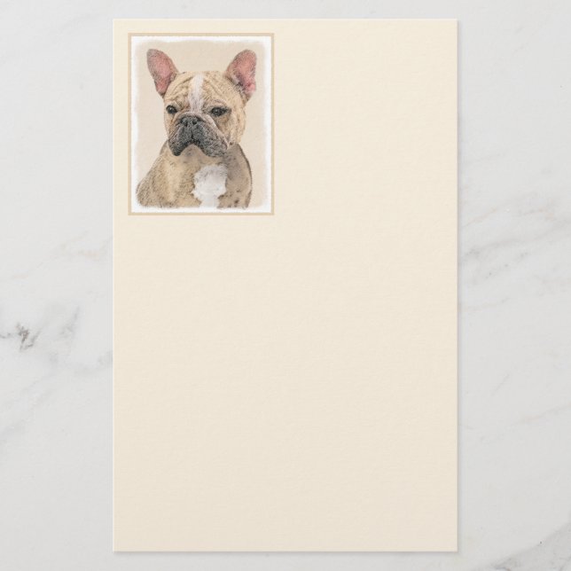 French Bulldog (Sable) Painting - Cute Original Do Stationery (Front)