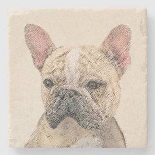 French Bulldog (Sable) Painting - Cute Original Do Stone Coaster