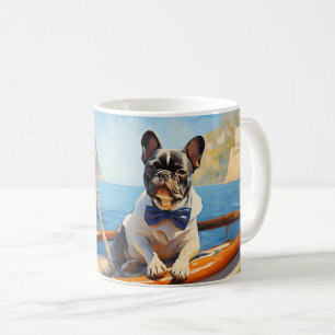 French Bulldog sailing on a yacht Coffee Mug