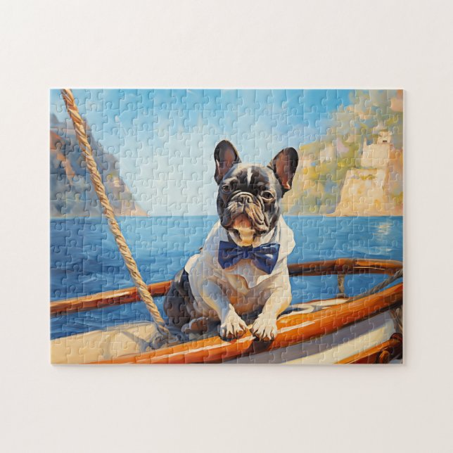 French Bulldog sailing on a yacht Jigsaw Puzzle (Horizontal)