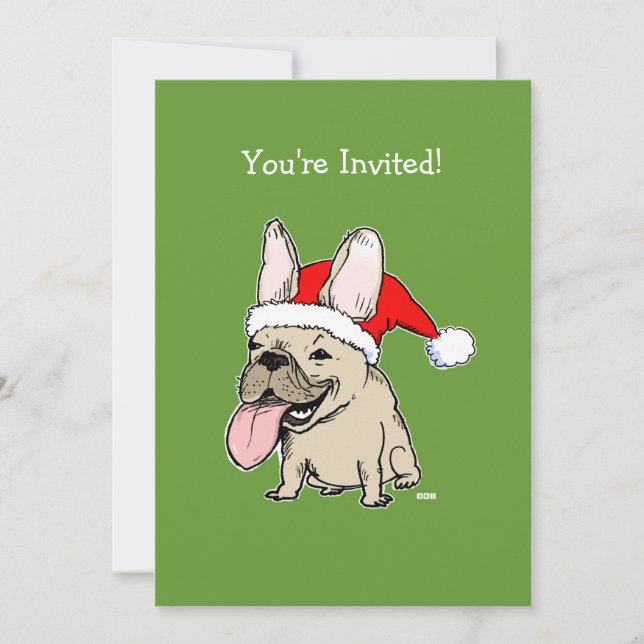French Bulldog Santa Christmas Dog  Holiday Party Invitation (Front)