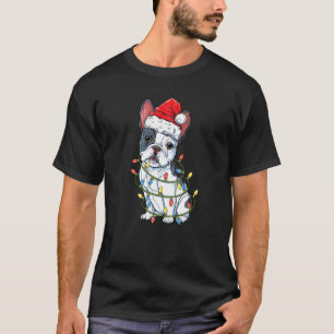 French Bulldog Santa Christmas Tree Lights Xmas B T-Shirt