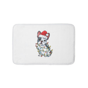 French Bulldog Santa Christmas Tree Lights Xmas Bo Bath Mat