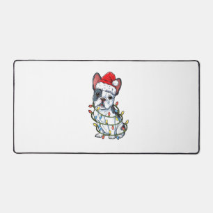 French Bulldog Santa Christmas Tree Lights Xmas Bo Desk Mat