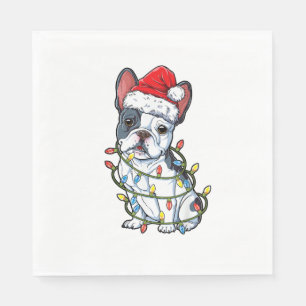 French Bulldog Santa Christmas Tree Lights Xmas Bo Napkin