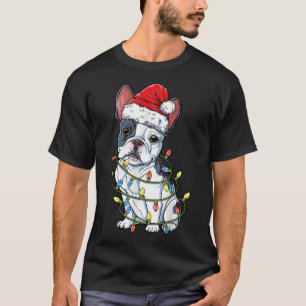 French Bulldog Santa Christmas Tree Lights Xmas Bo T-Shirt