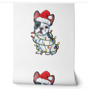 French Bulldog Santa Christmas Tree Lights Xmas Bo Wallpaper