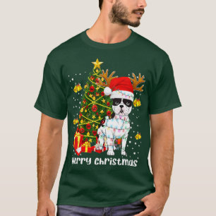 French Bulldog Santa Christmas Tree Lights Xmas Fr T-Shirt