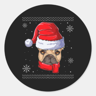 French Bulldog Santa Claus Apparel  Classic Round Sticker