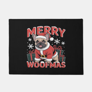 French Bulldog Santa Claus Hat Merry Christmas Dog Doormat