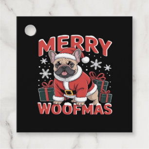 French Bulldog Santa Claus Hat Merry Christmas Dog Favour Tags