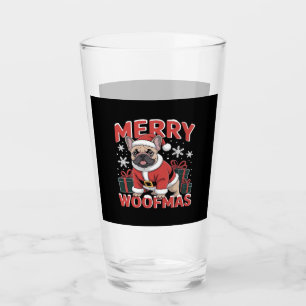 French Bulldog Santa Claus Hat Merry Christmas Dog Glass