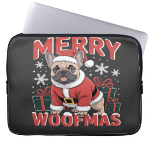 French Bulldog Santa Claus Hat Merry Christmas Dog Laptop Sleeve