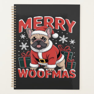 French Bulldog Santa Claus Hat Merry Christmas Dog Planner