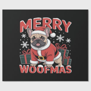 French Bulldog Santa Claus Hat Merry Christmas Dog Wrapping Paper