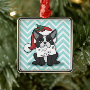 French bulldog Santa Claus Holiday Metal Ornament