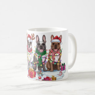 French bulldog Santa hat antlers elf Christmas Coffee Mug