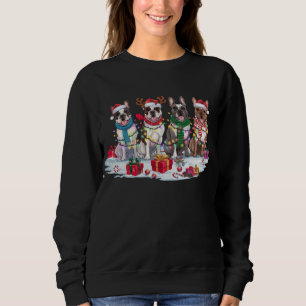 French bulldog Santa hat antlers elf Christmas Sweatshirt