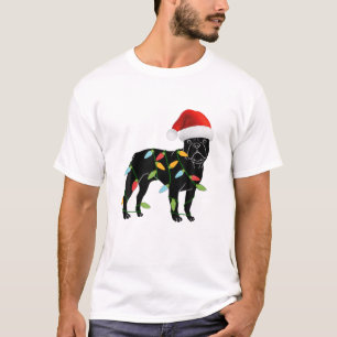 French Bulldog Santa Hat Christmas Tree Lights Xma T-Shirt