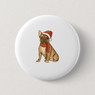 French Bulldog Santa Hat - Funny Christmas 6 Cm Round Badge