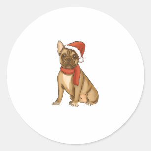 French Bulldog Santa Hat - Funny Christmas  Classic Round Sticker