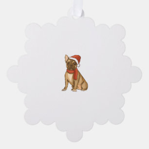French Bulldog Santa Hat - Funny Christmas Tree Decoration Card