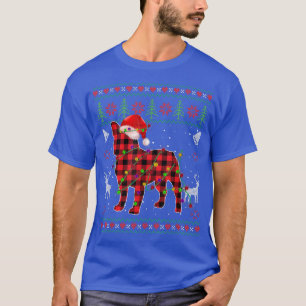 French Bulldog Santa Red Plaid Ugly Christmas Swea T-Shirt