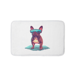 French Bulldog SciFi Wearing Cool Sunglasses Bath Mat