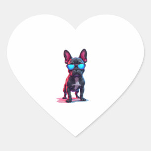 French Bulldog SciFi Wearing Cool Sunglasses Heart Sticker