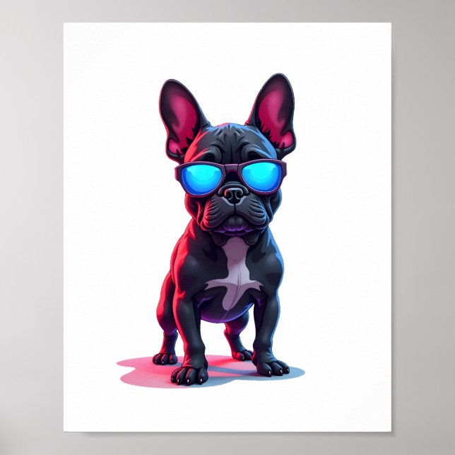 French Bulldog SciFi Wearing Cool Sunglasses Poster (Front)