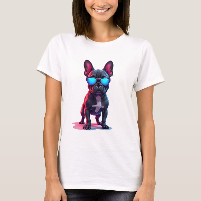 French Bulldog SciFi Wearing Cool Sunglasses T-Shirt (Front)