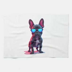 French Bulldog SciFi Wearing Cool Sunglasses Tea Towel