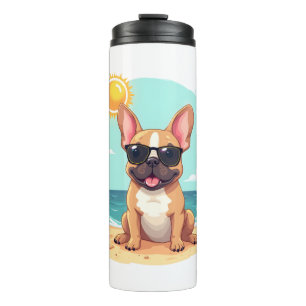 French Bulldog SciFi Wearing Cool Sunglasses Thermal Tumbler