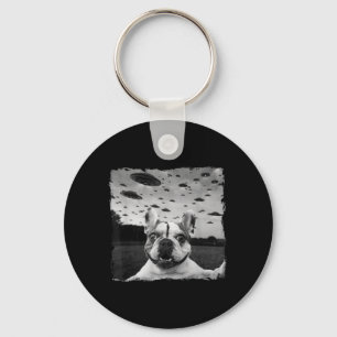 French Bulldog Selfie Ufo Alien Abduction Key Ring
