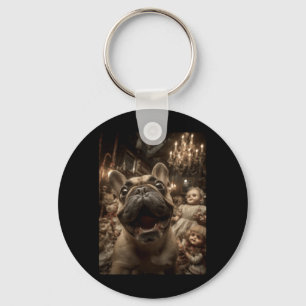 French Bulldog Selfie With Creepy Dolls Spooky Key Ring